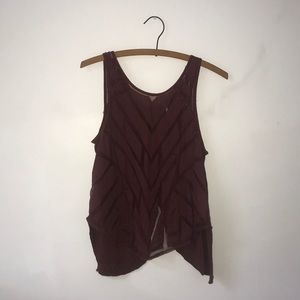 Free People Mesh Pattern Half-Open Back Tank